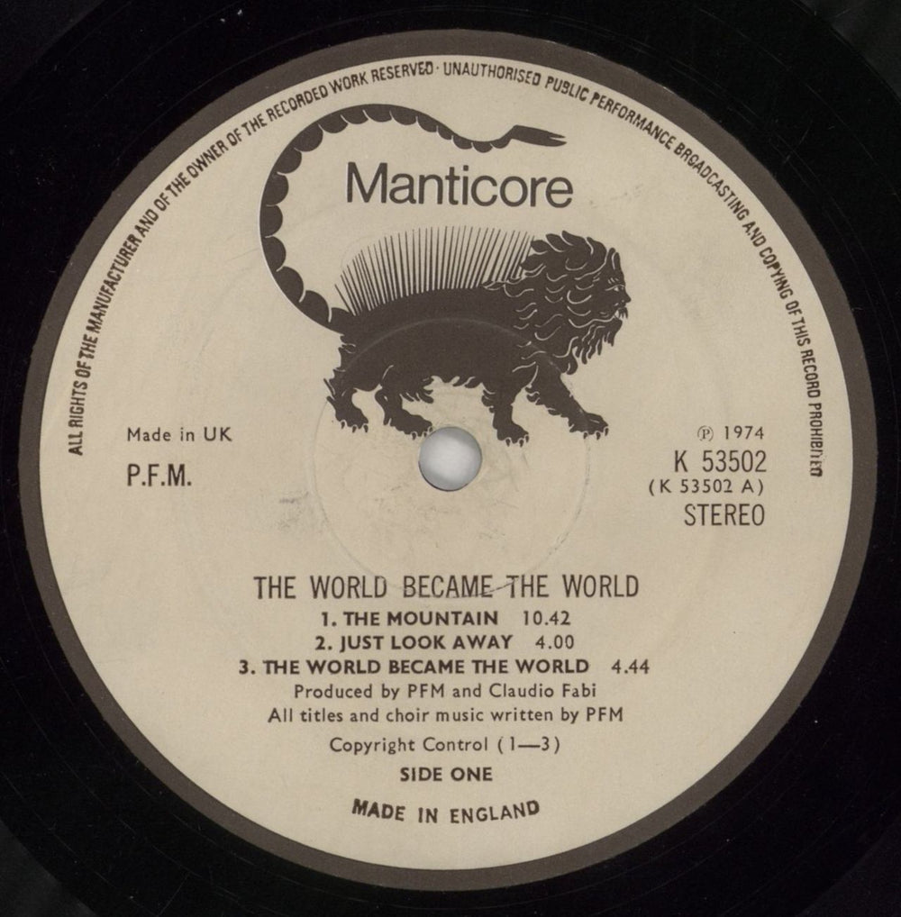 P.F.M. The World Became The World - VG Sleeve UK vinyl LP album (LP record) PFMLPTH859776