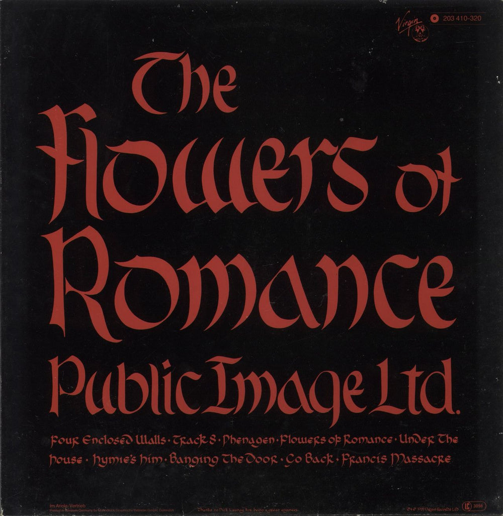 P.I.L. The Flowers Of Romance German vinyl LP album (LP record)