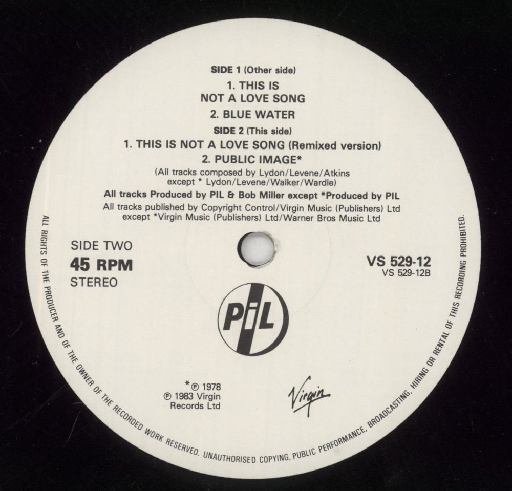 P.I.L. This Is Not A Love Song UK 12" vinyl single (12 inch record / Maxi-single) PIL12TH92724