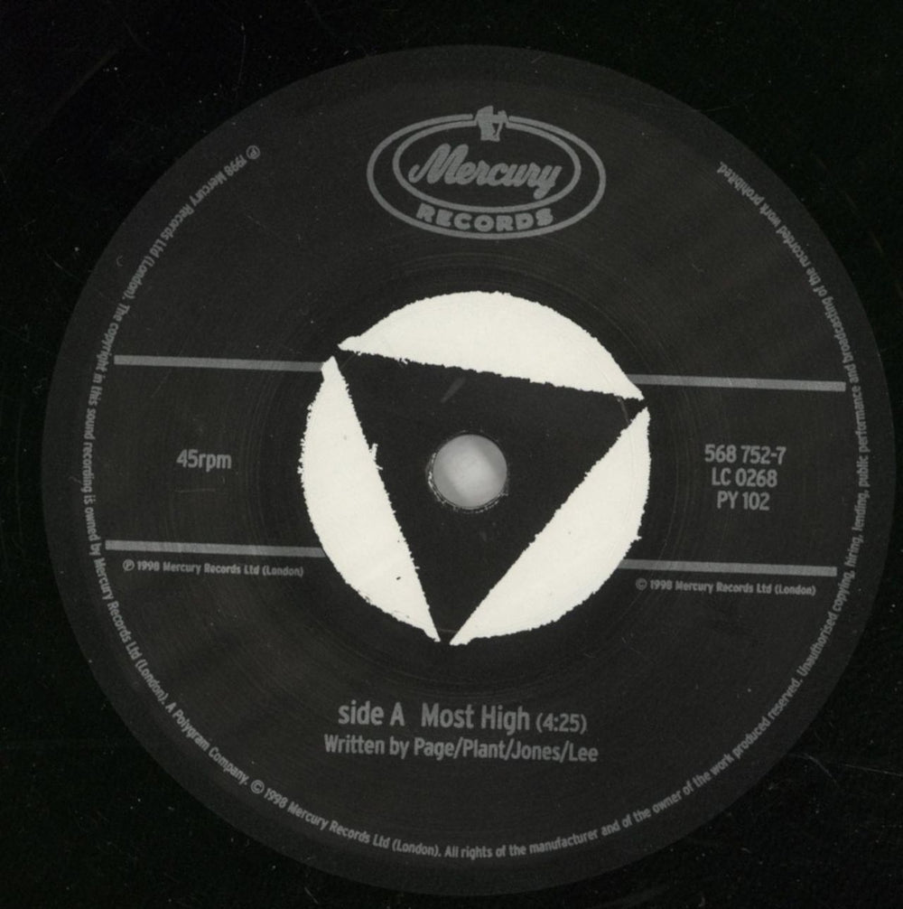 Page & Plant Most High UK 7" vinyl single (7 inch record / 45) P&P07MO110987