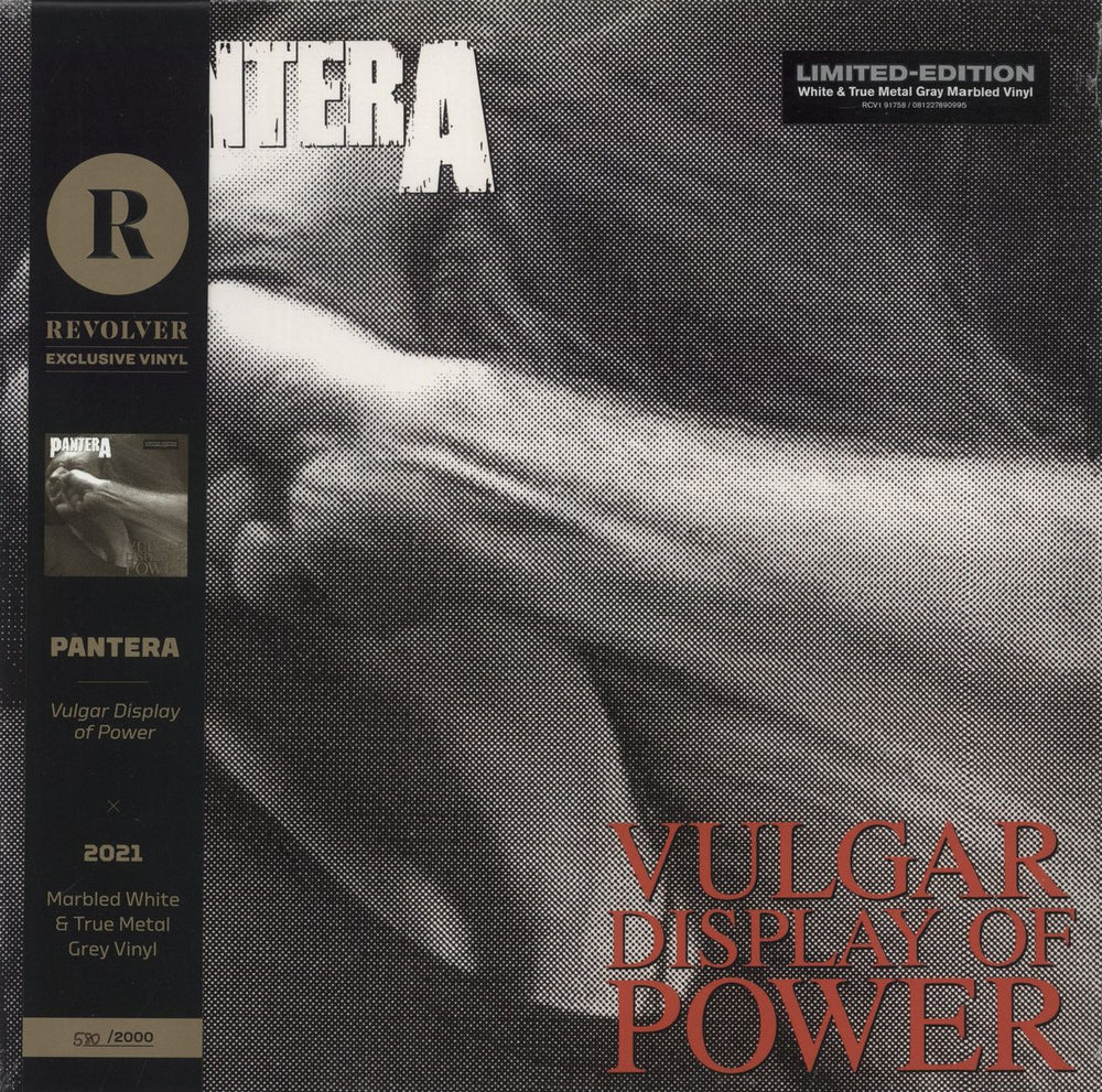 Pantera Vulgar Display Of Power - Revolver Magazine Edition - White & True Metal Gray Marbled vinyl US vinyl LP album (LP record) RCV191758