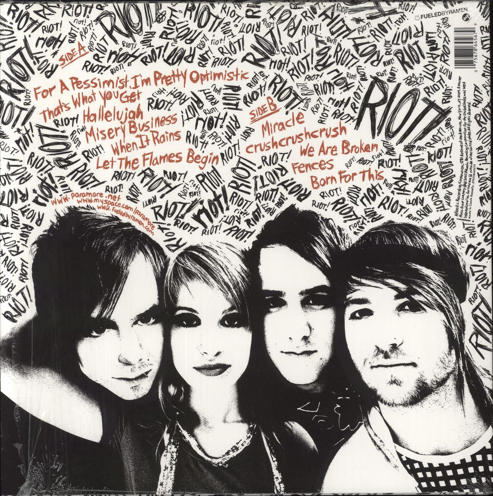 Paramore Riot! - Silver Vinyl - Stickered Shrink UK vinyl LP album (LP record) 075678645679