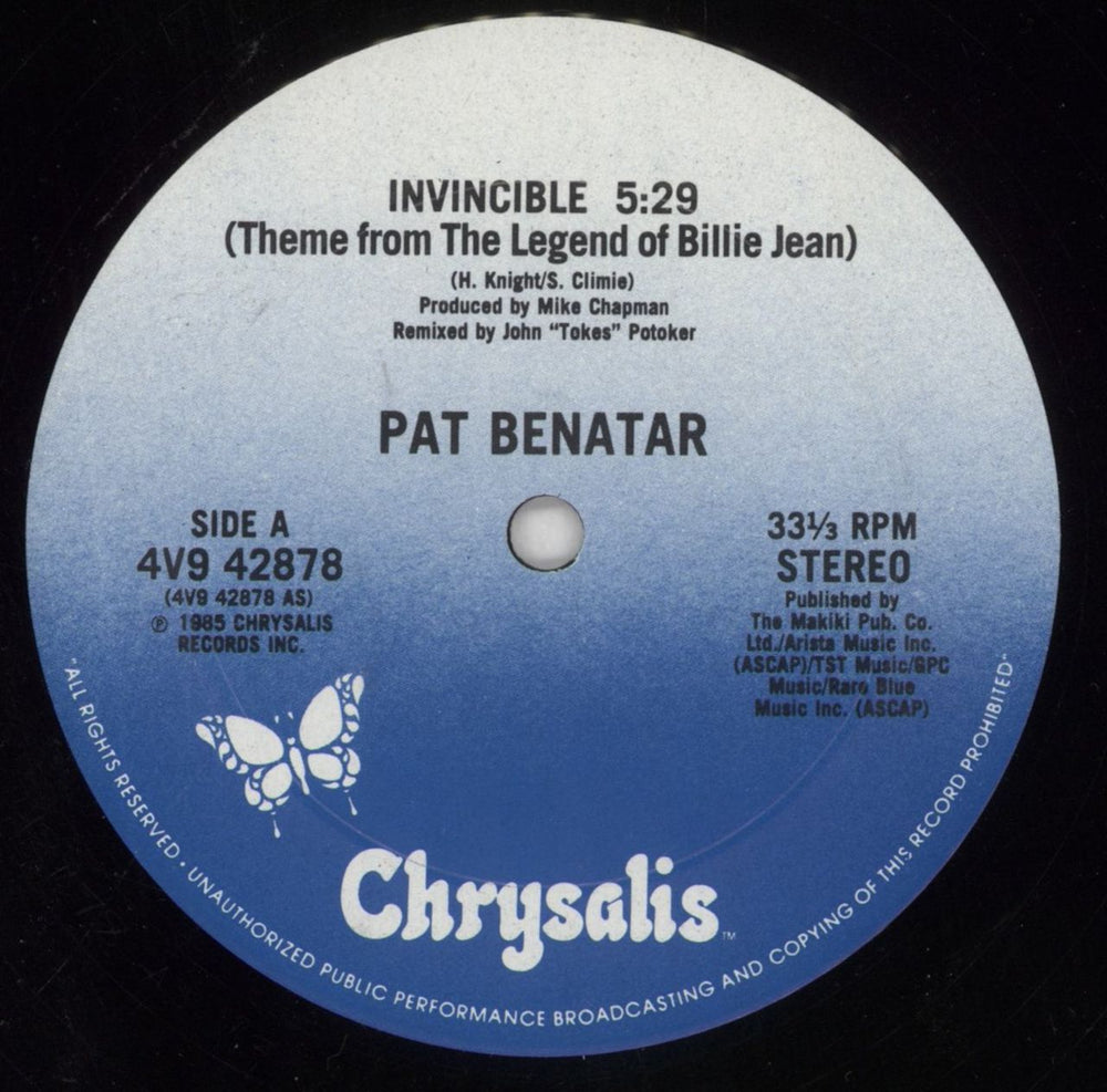 Pat Benatar Invincible US 12" vinyl single (12 inch record / Maxi-single) BEN12IN100115