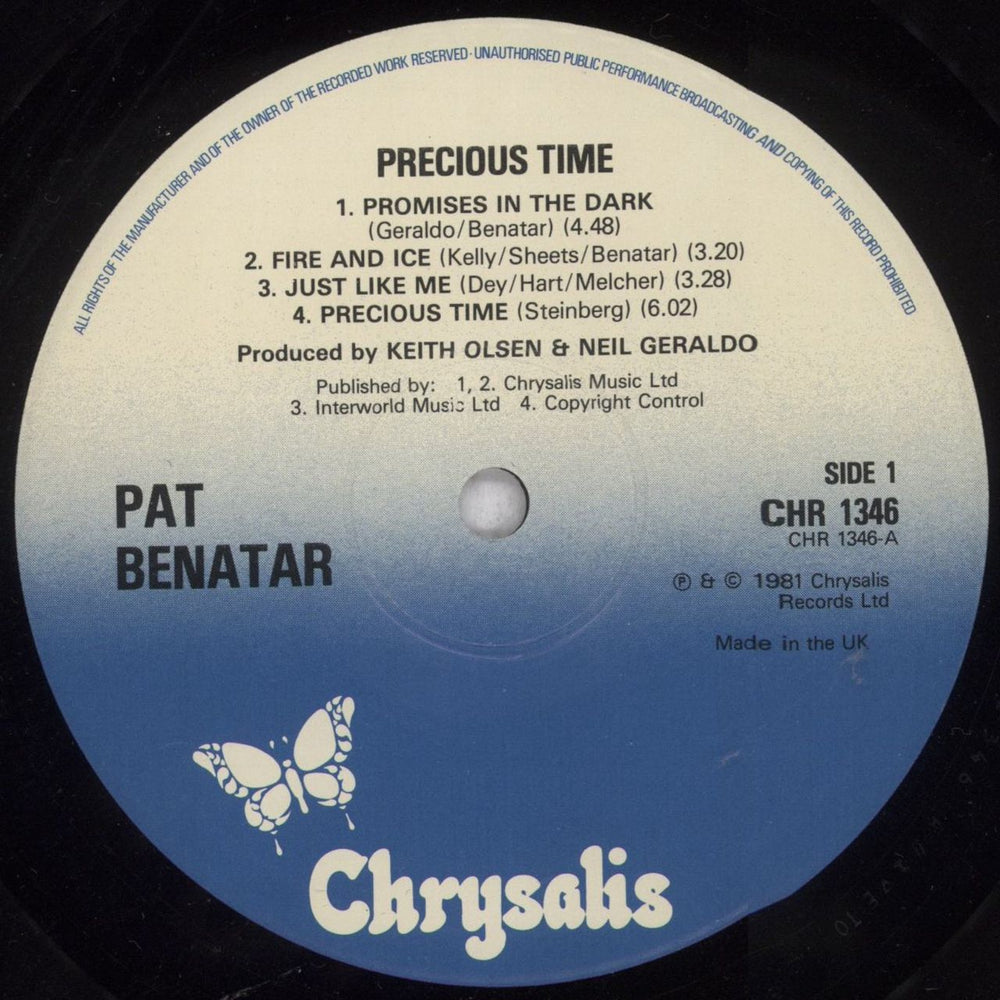 Pat Benatar Precious Time + Poster - EX UK vinyl LP album (LP record) BENLPPR847579