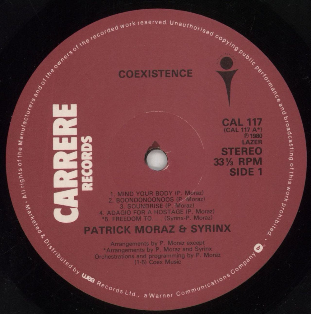 Patrick Moraz Co-Existence UK vinyl LP album (LP record) ZMPLPCO578116