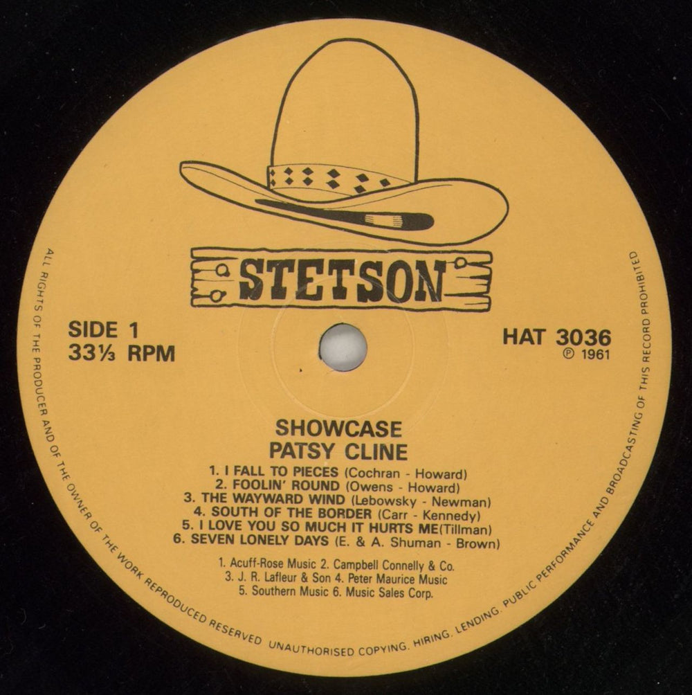 Patsy Cline Showcase UK vinyl LP album (LP record) P-CLPSH644591