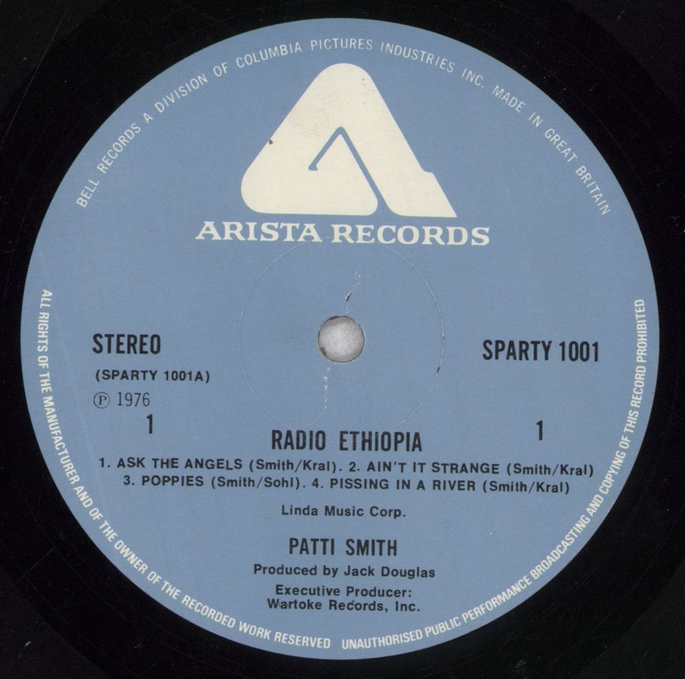 Patti Smith Radio Ethiopia - Blue Label with Laminated Sleeve + Insert UK vinyl LP album (LP record) PTILPRA847623