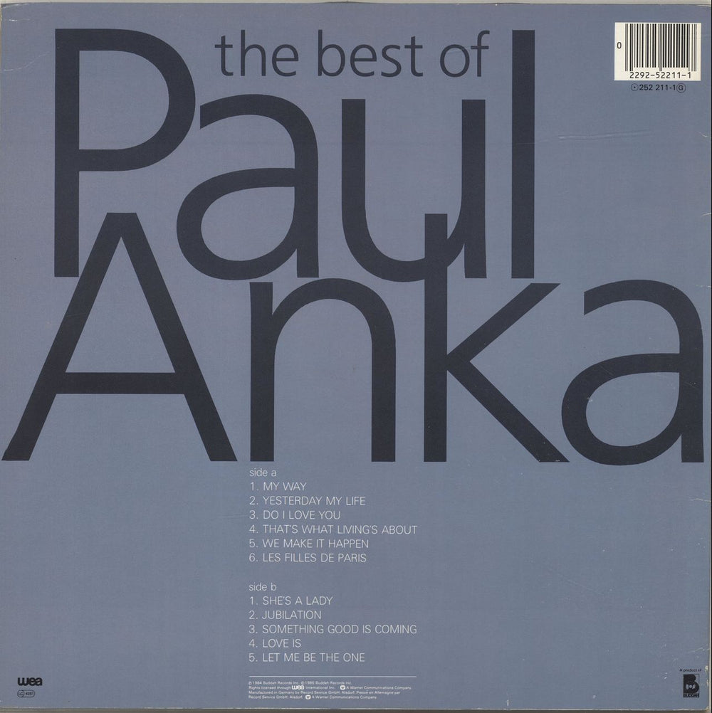 Paul Anka The Best Of Paul Anka German vinyl LP album (LP record) 022925221117