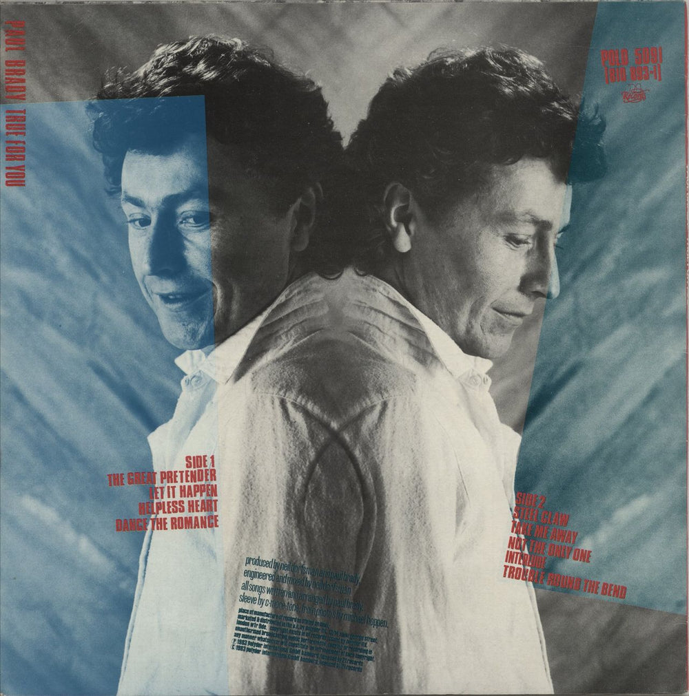 Paul Brady True For You UK vinyl LP album (LP record)