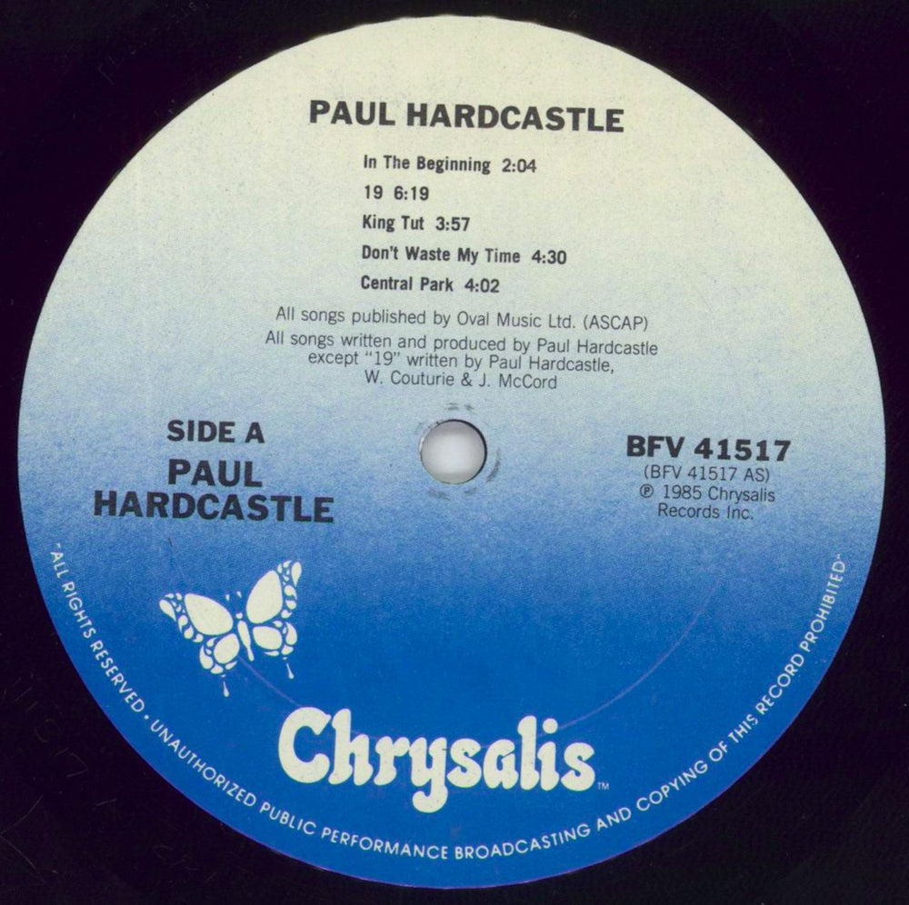 Paul Hardcastle Paul Hardcastle US Promo vinyl LP album (LP record) PHALPPA848700