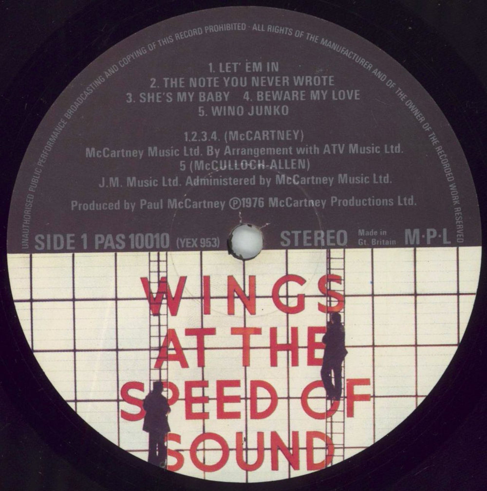 Paul McCartney and Wings At The Speed Of Sound UK vinyl LP album (LP record) MCCLPAT70971