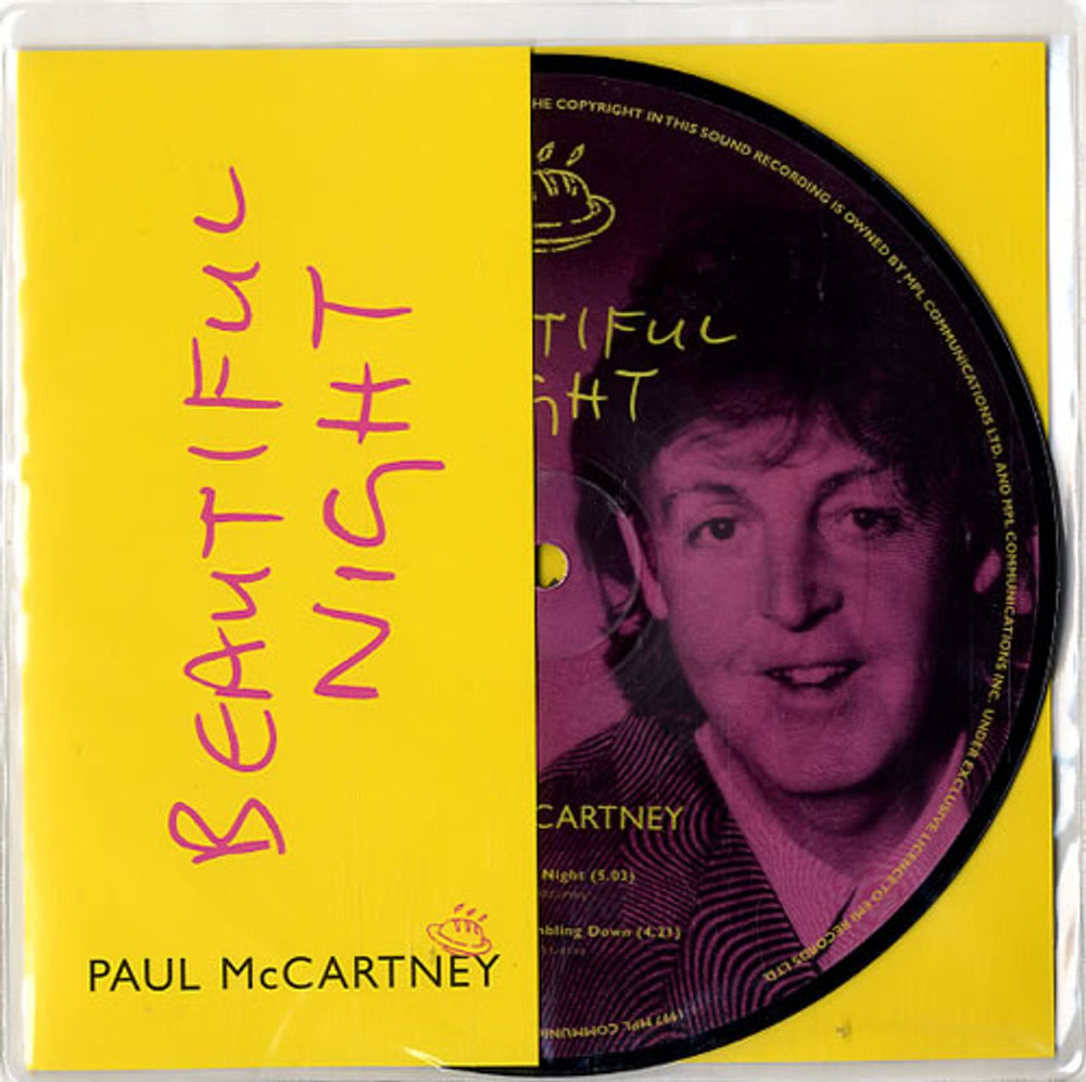 Paul McCartney and Wings Beautiful Night UK 7" vinyl picture disc (7 inch picture disc single) RP6489