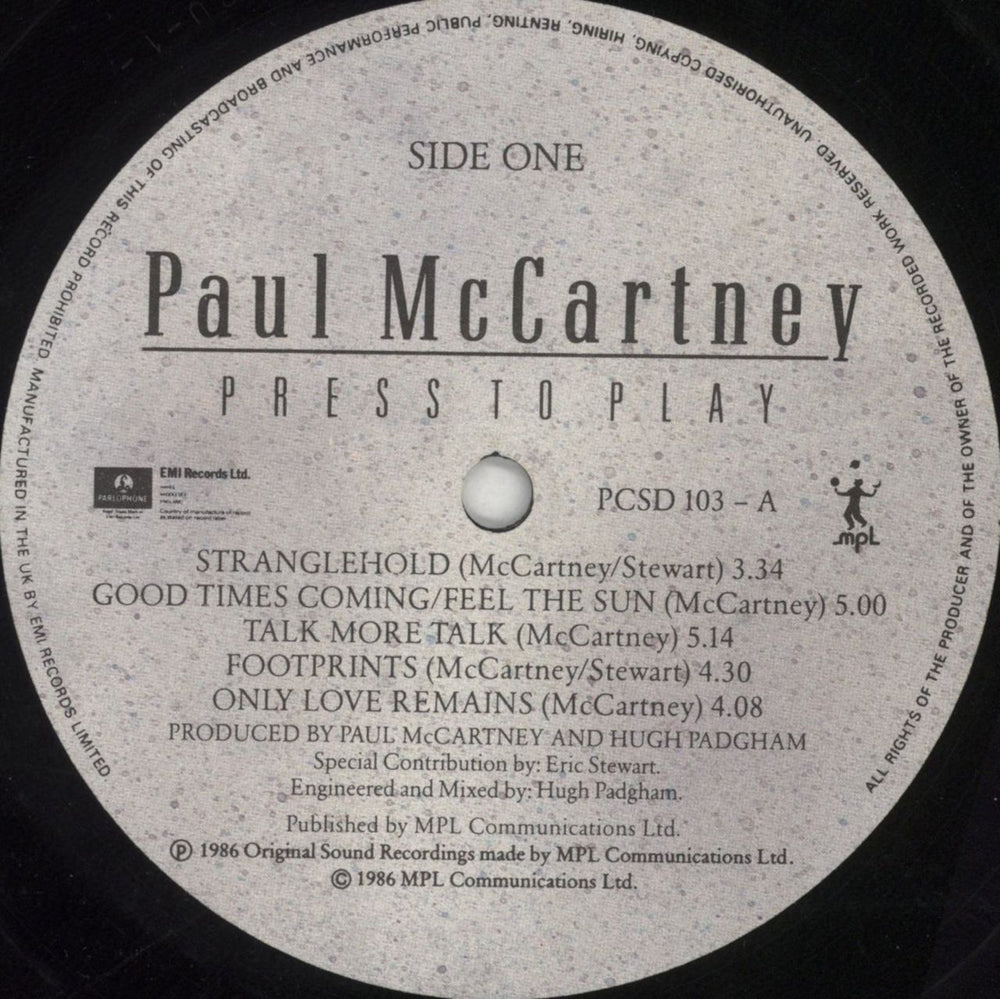 Paul McCartney and Wings Press To Play - EX UK vinyl LP album (LP record) MCCLPPR168528