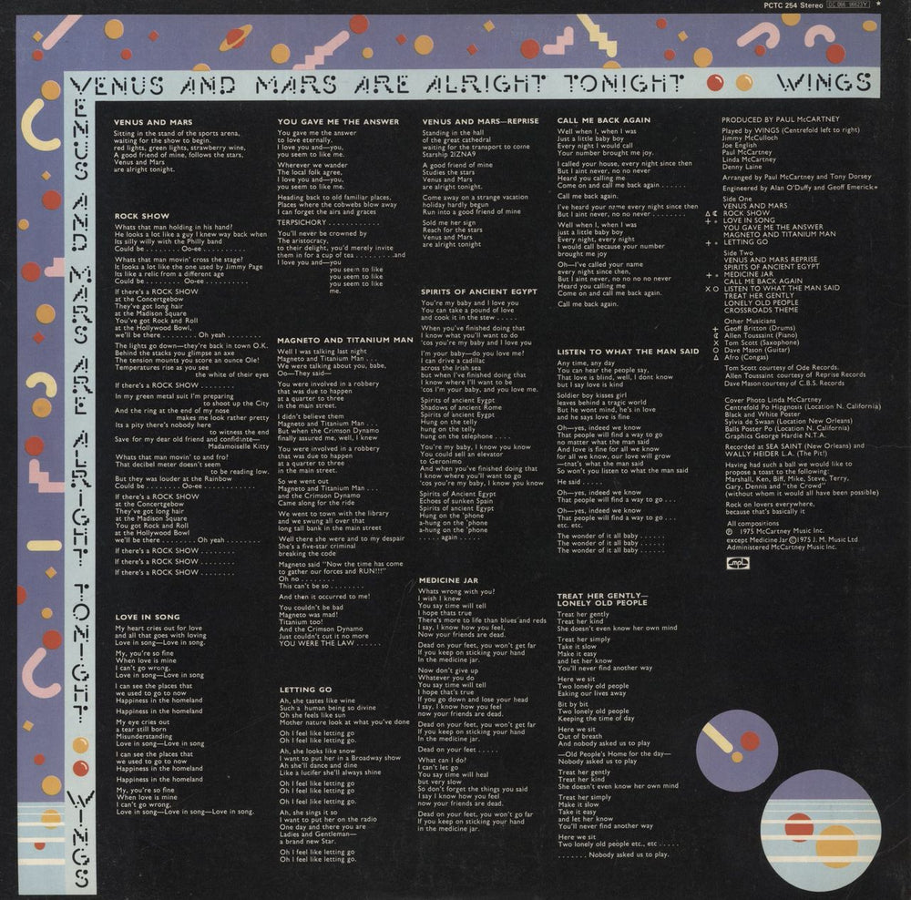 Paul McCartney and Wings Venus And Mars + Stickers - EX UK vinyl LP album (LP record)