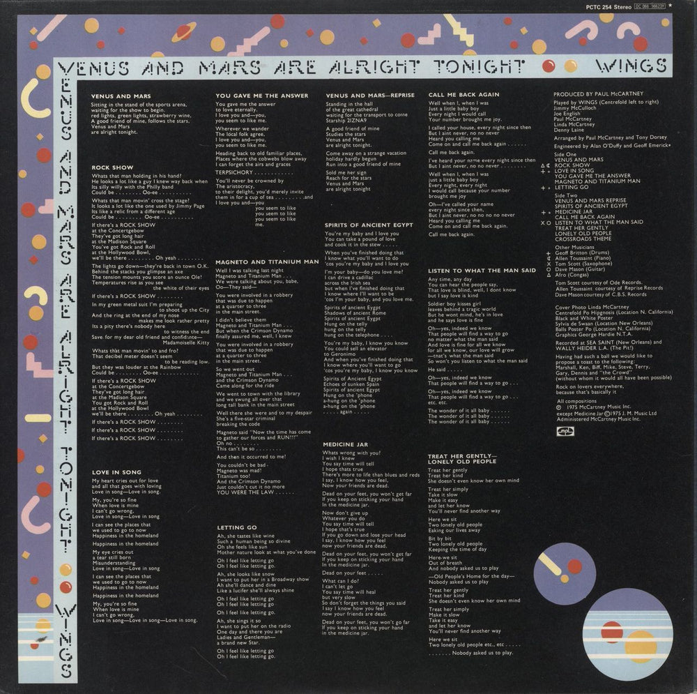 Paul McCartney and Wings Venus And Mars UK vinyl LP album (LP record)