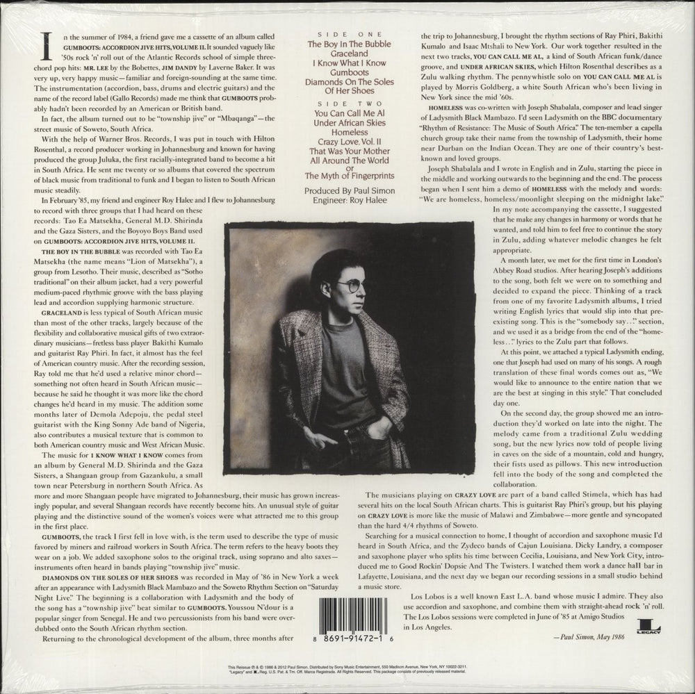 Paul Simon Graceland - 180gm - Sealed US vinyl LP album (LP record) 886919147216