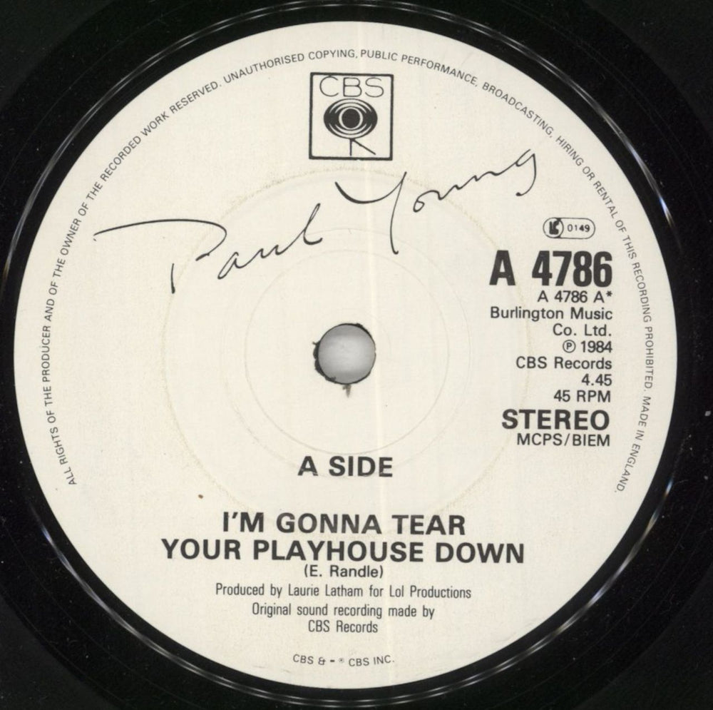 Paul Young I'm Gonna Tear Your Playhouse Down - Poster Sleeve UK 7" vinyl single (7 inch record / 45) PYO07IM59449