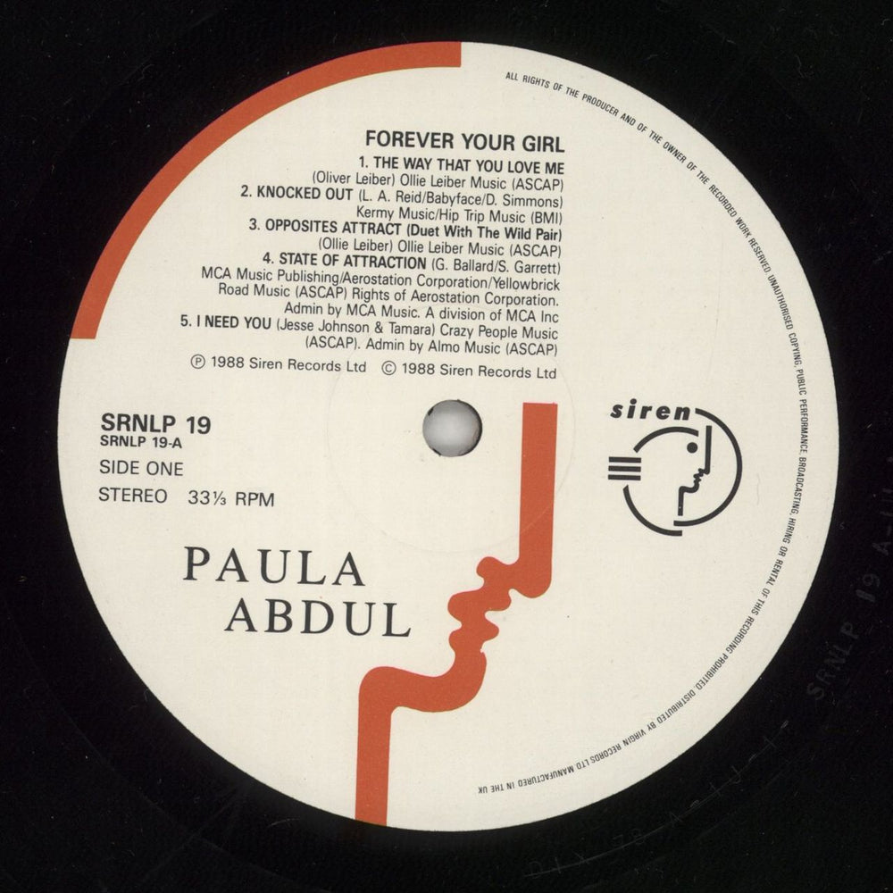 Paula Abdul Forever Your Girl - stickered UK vinyl LP album (LP record) ABDLPFO668180