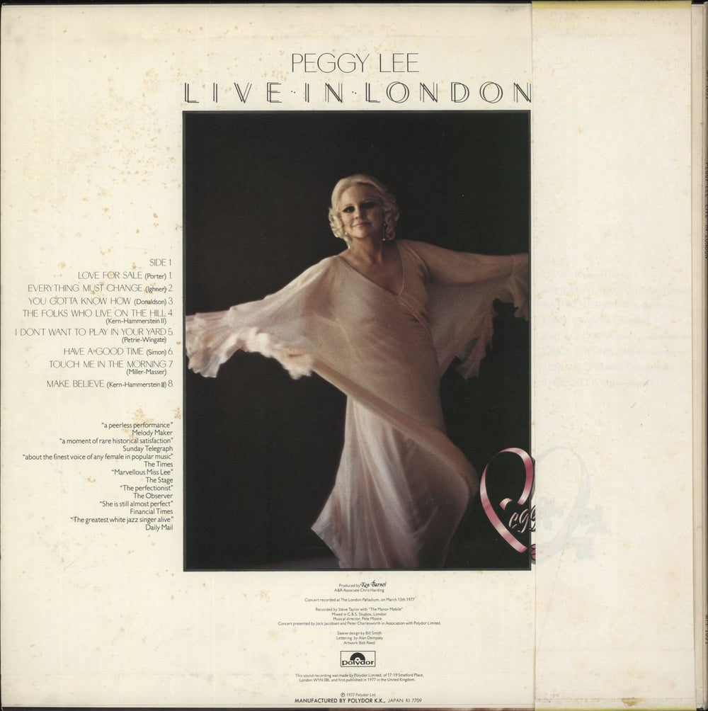 Peggy Lee Live In London Japanese Promo vinyl LP album (LP record)