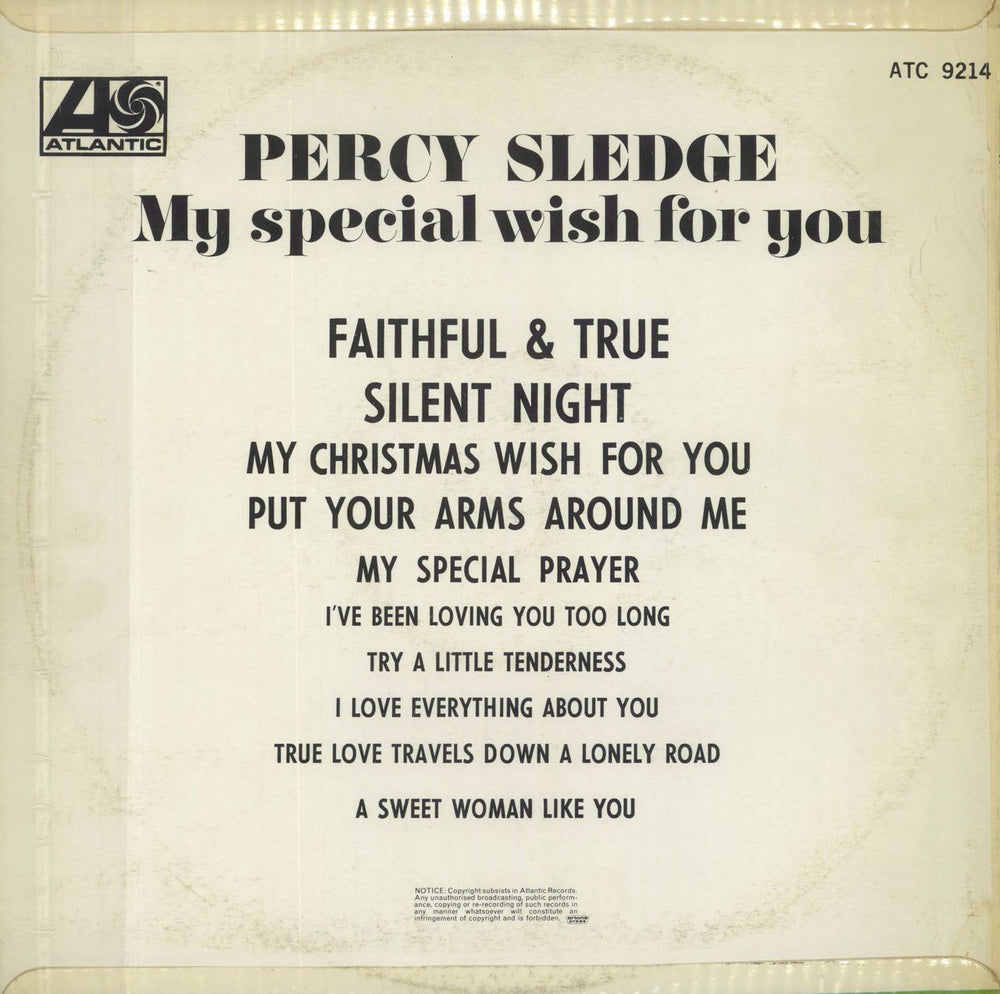 Percy Sledge My Special Wish For You South African vinyl LP album (LP record)