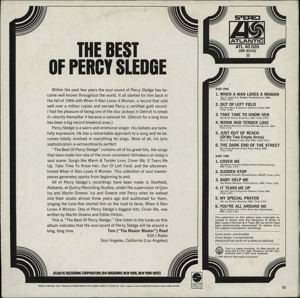 Percy Sledge The Best Of Percy Sledge Yugoslavian vinyl LP album (LP record)
