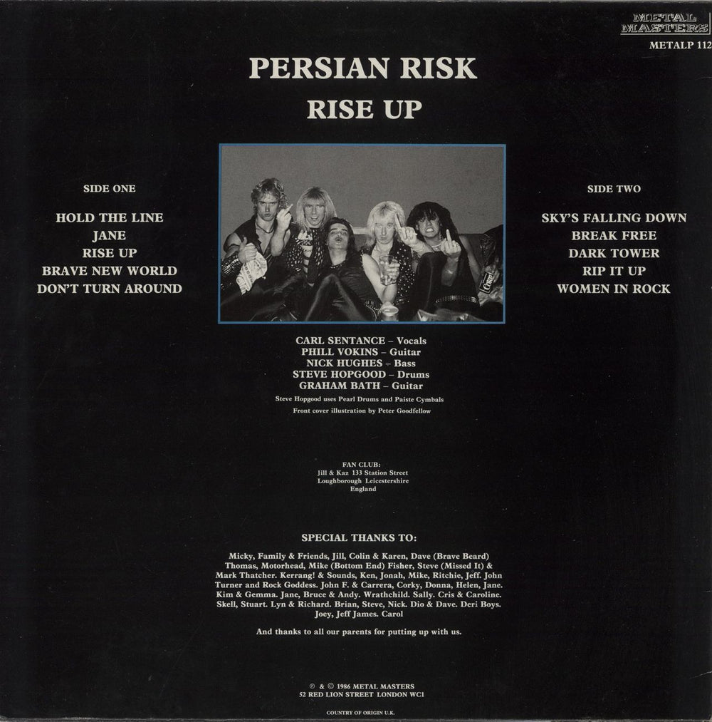 Persian Risk Rise Up UK vinyl LP album (LP record)