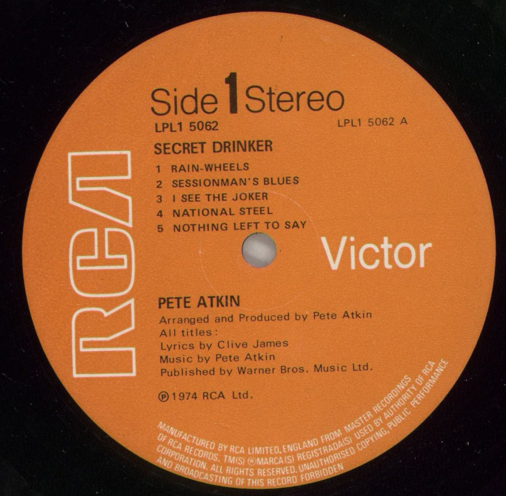 Pete Atkin Secret Drinker UK vinyl LP album (LP record) PAALPSE564632