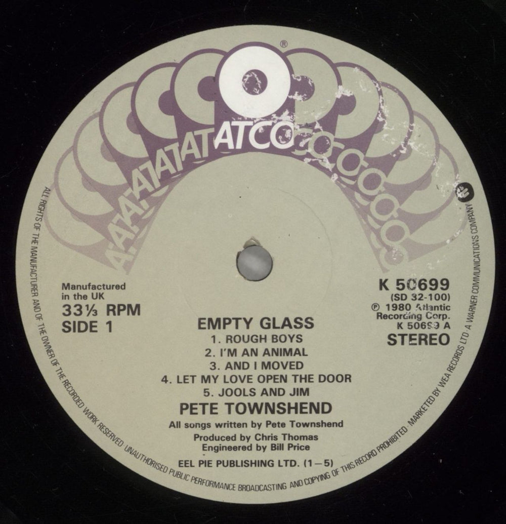 Pete Townshend Empty Glass + Poster - EX UK vinyl LP album (LP record) TOWLPEM287037