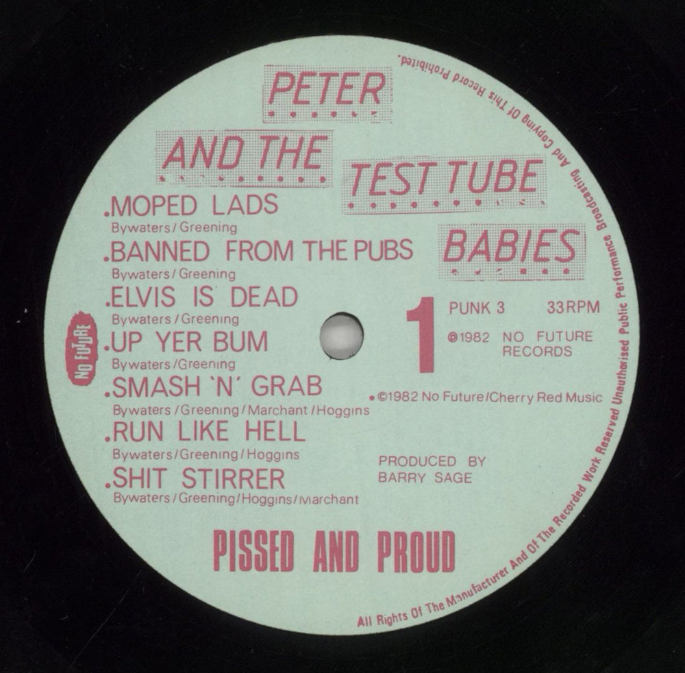 Peter & The Test Tube Babies Pissed And Proud - VG UK vinyl LP album (LP record) P&BLPPI860103