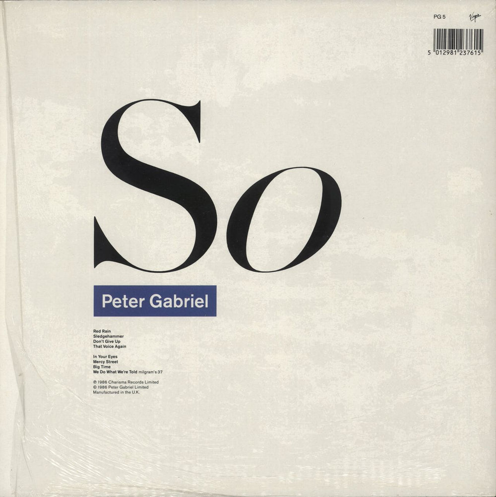 Peter Gabriel So - shrink - EX UK vinyl LP album (LP record) 5012981237615