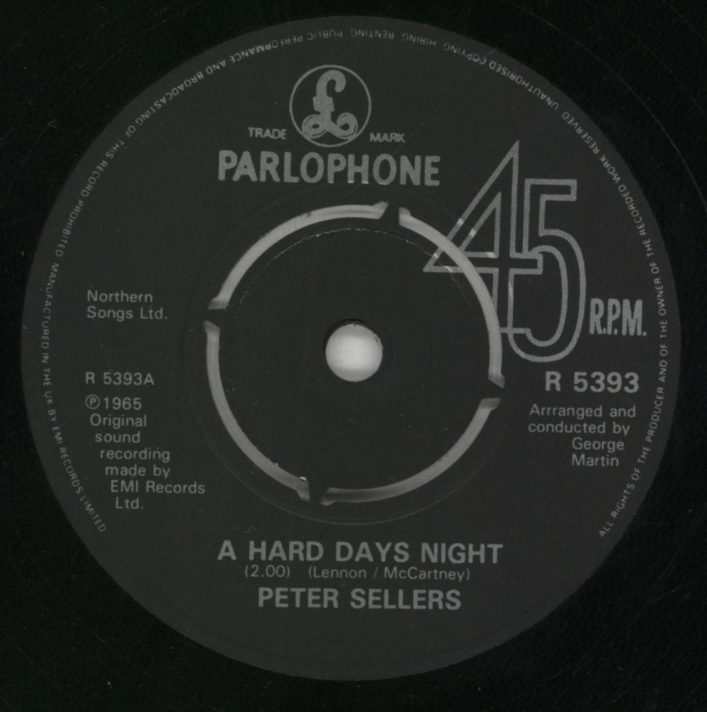 Peter Sellers A Hard Day's Night UK 7" vinyl single (7 inch record / 45) PTE07AH802001