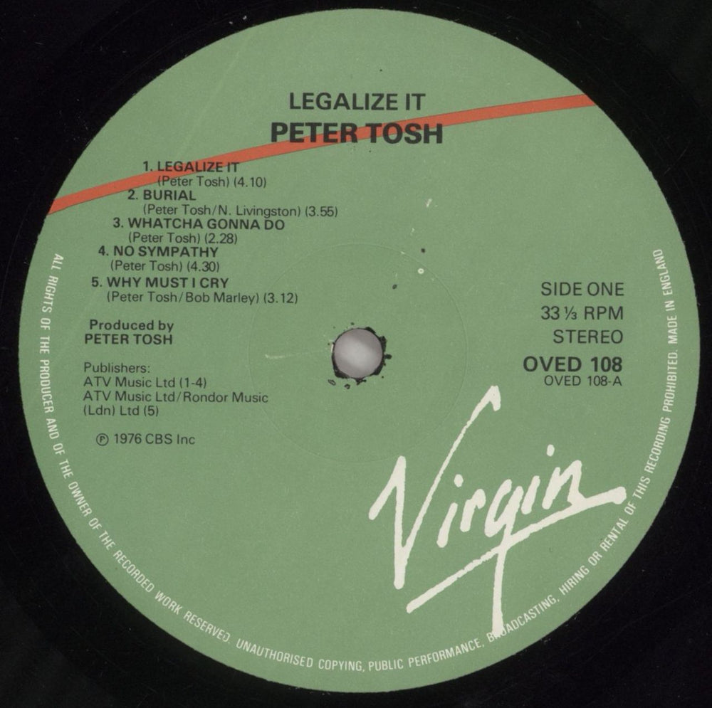 Peter Tosh Legalize It UK vinyl LP album (LP record) TOSLPLE694680