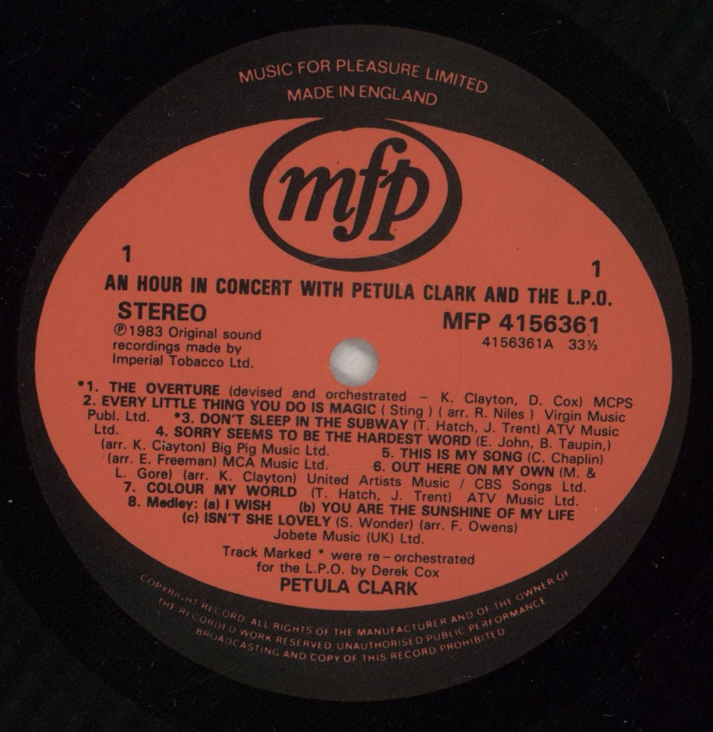 Petula Clark An Hour In Concert With Petula Clark & The London Philharmonic Orchestra UK vinyl LP album (LP record) PTCLPAN876362