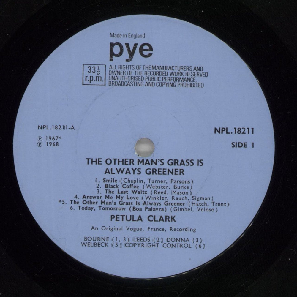 Petula Clark The Other Man's Grass Is Always Greener - EX UK vinyl LP album (LP record) PTCLPTH807828