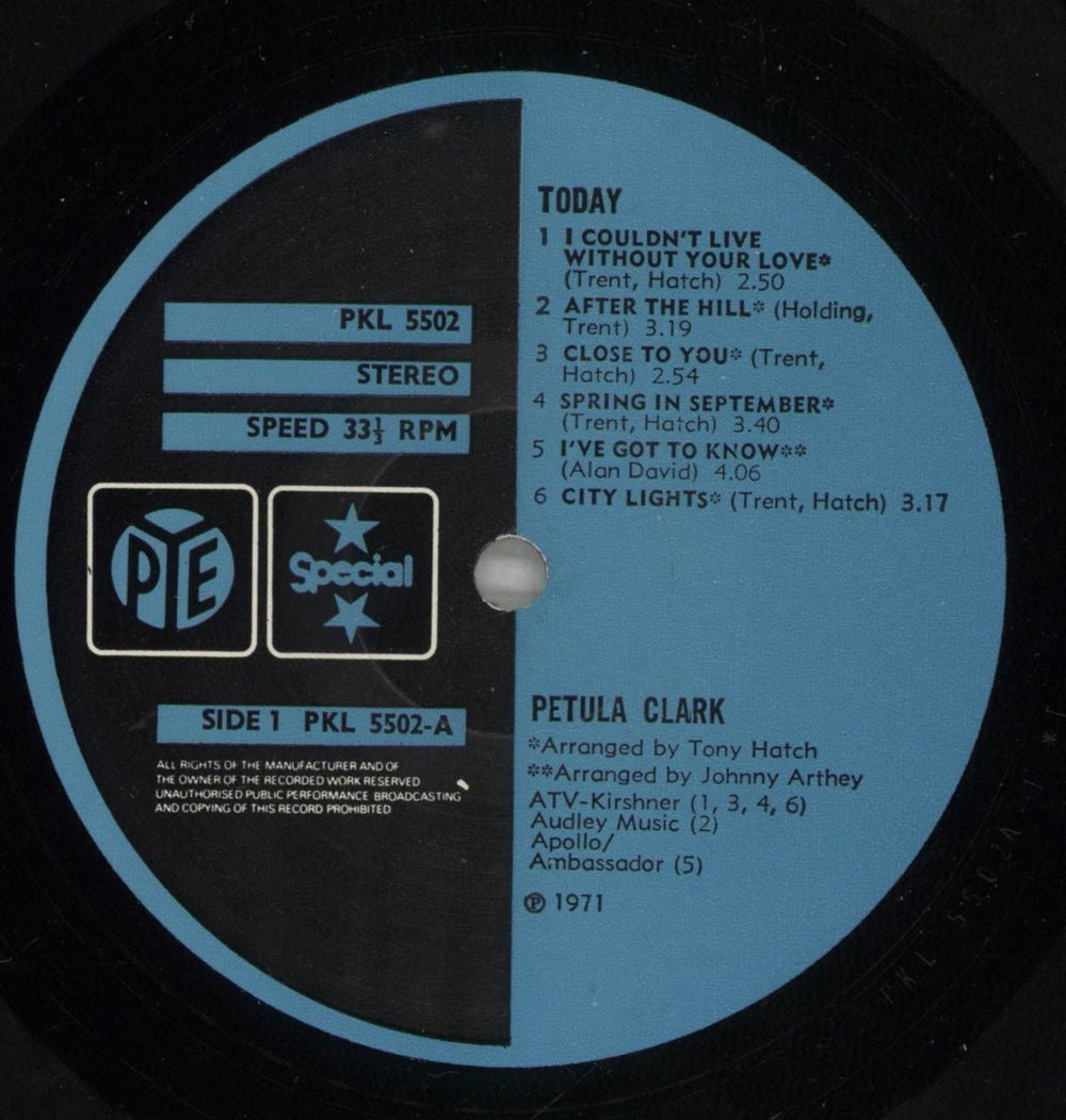 Petula Clark Today UK vinyl LP album (LP record) PTCLPTO251931