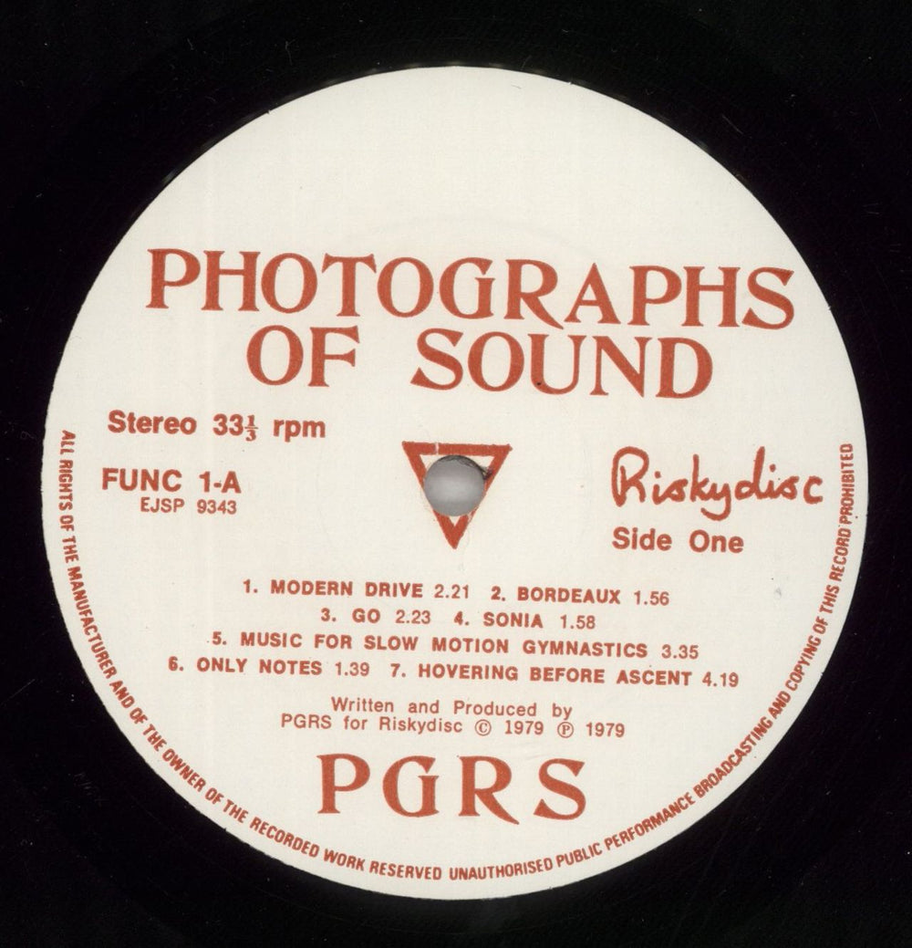 PGRS Photographs Of Sound UK vinyl LP album (LP record) 9G-LPPH864926