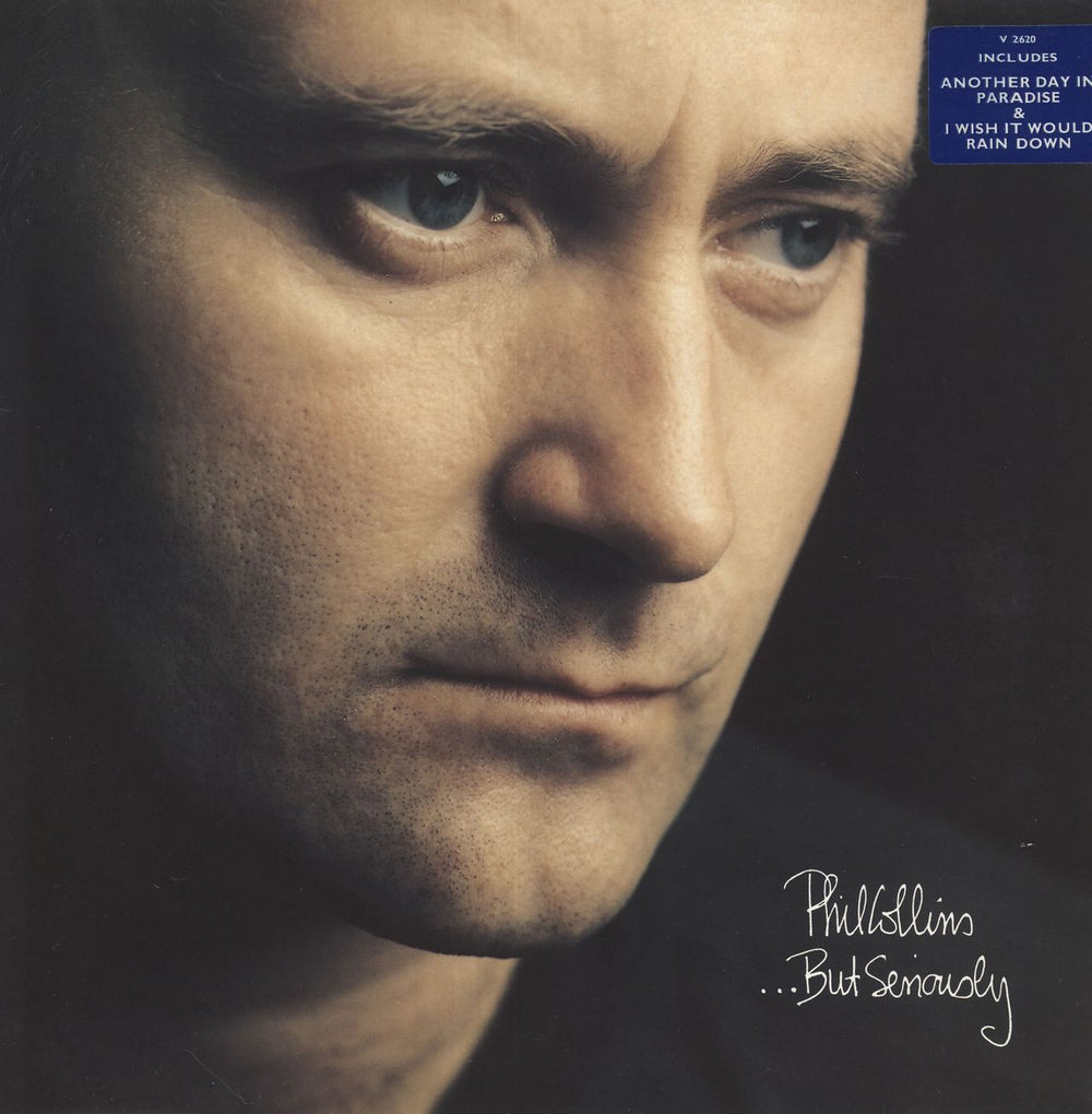 Phil Collins ...But Seriously - Stickered Sleeve UK vinyl LP album (LP record) V2620