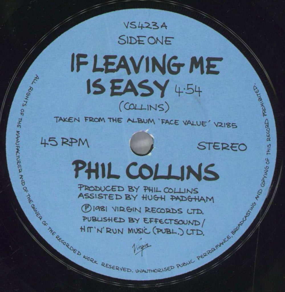 Phil Collins If Leaving Me Is Easy - Stickered Poster Sleeve UK 7" vinyl single (7 inch record / 45) COL07IF826390