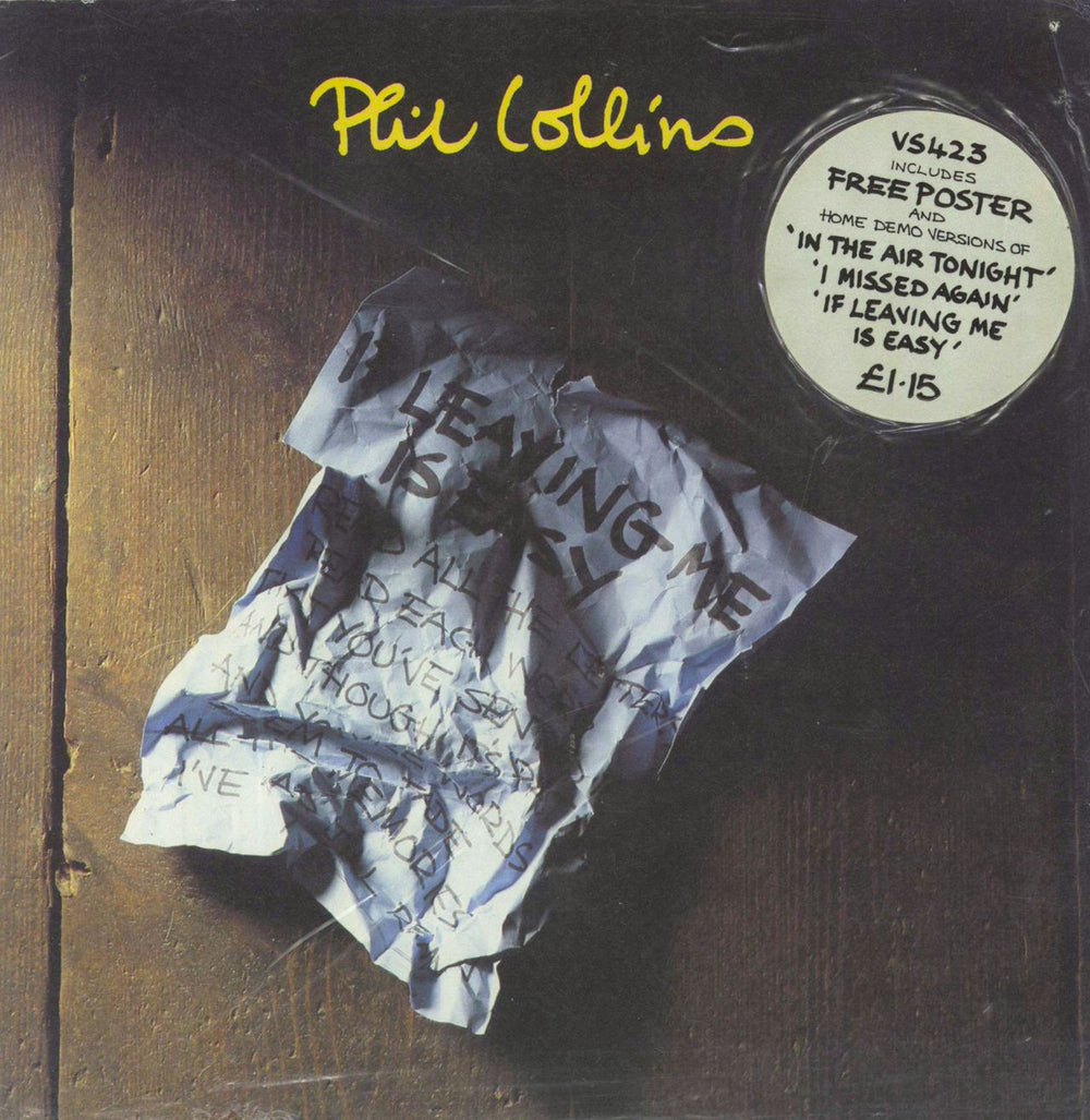 Phil Collins If Leaving Me Is Easy - Stickered Poster Sleeve UK 7" vinyl single (7 inch record / 45) VS423