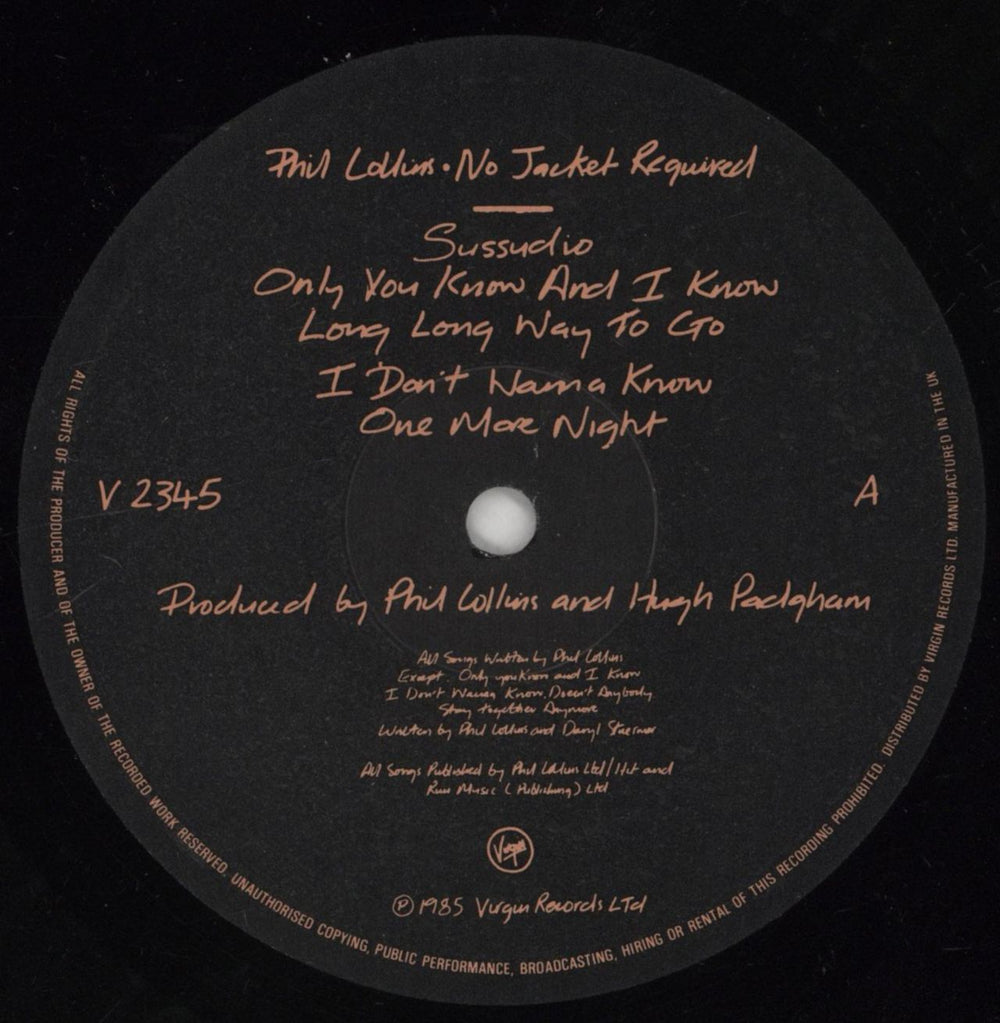 Phil Collins No Jacket Required - Shrink UK vinyl LP album (LP record) COLLPNO863369