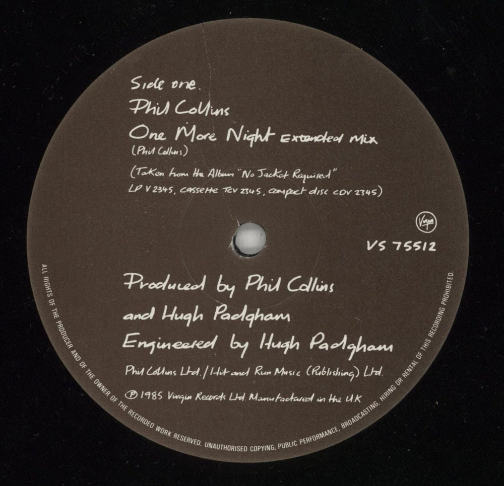 Phil Collins One More Night UK 12" vinyl single (12 inch record / Maxi-single) COL12ON199237