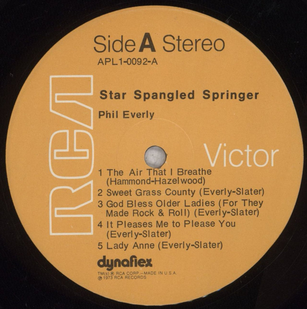 Phil Everly Star Spangled Springer US vinyl LP album (LP record) PHELPST847080