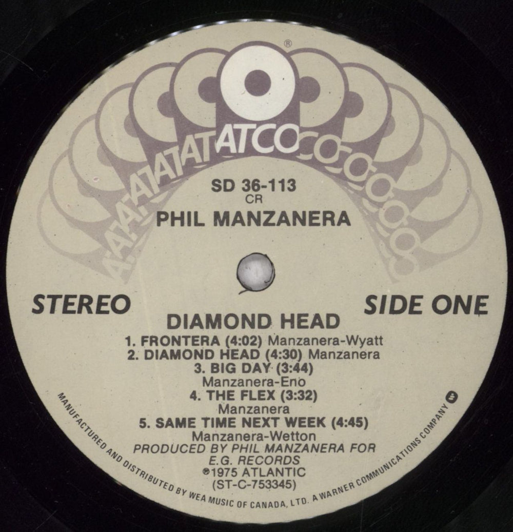 Phil Manzanera Diamond Head Canadian vinyl LP album (LP record) PMZLPDI846873