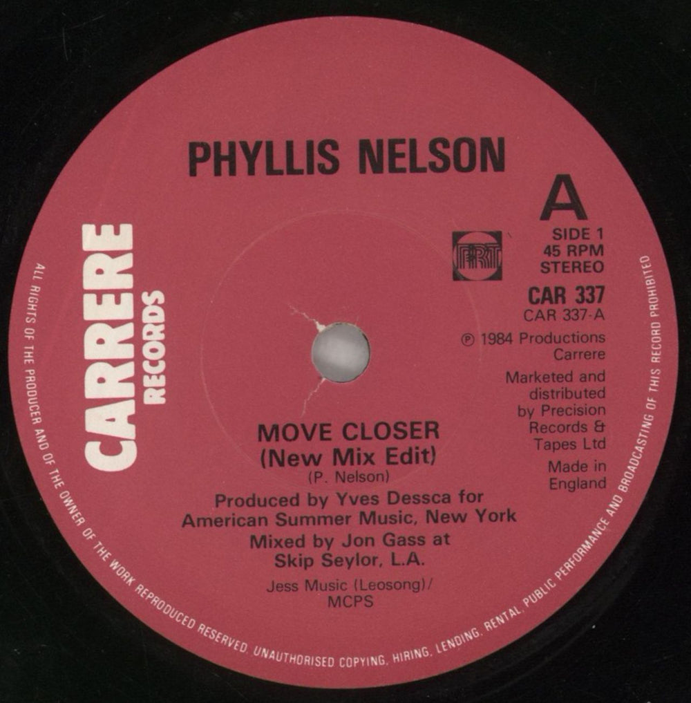 Phyllis Nelson Move Closer UK 7" vinyl single (7 inch record / 45) PHY07MO459988