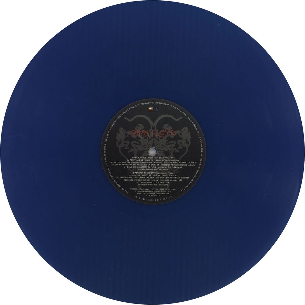 Pink Floyd High Hopes - Etched Blue Vinyl - Complete - EX UK 12" vinyl single (12 inch record / Maxi-single) 724388177269