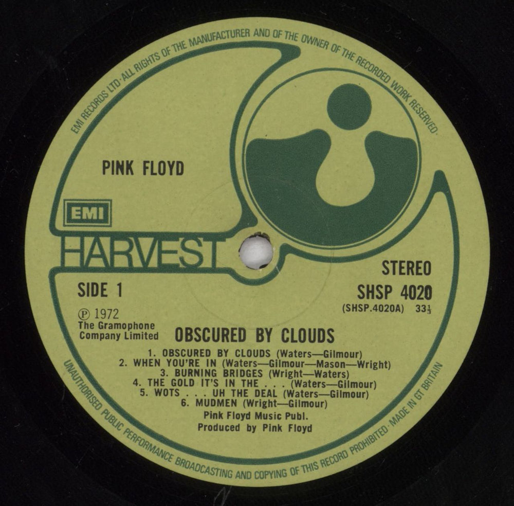 Pink Floyd Obscured By Clouds - Matte sleeve UK vinyl LP album (LP record) PINLPOB840889