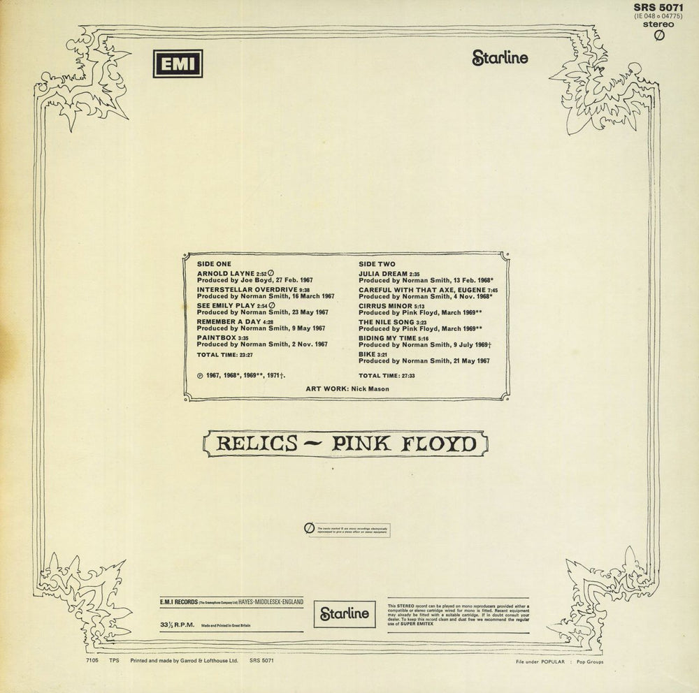 Pink Floyd Relics - 1st - VG UK vinyl LP album (LP record)