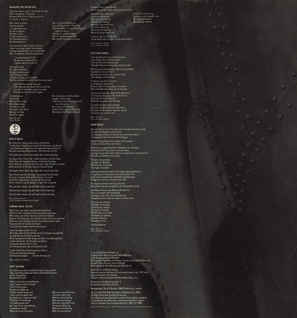 Pink Floyd The Division Bell - Aqua Blue Vinyl - EX US vinyl LP album (LP record) Deleted