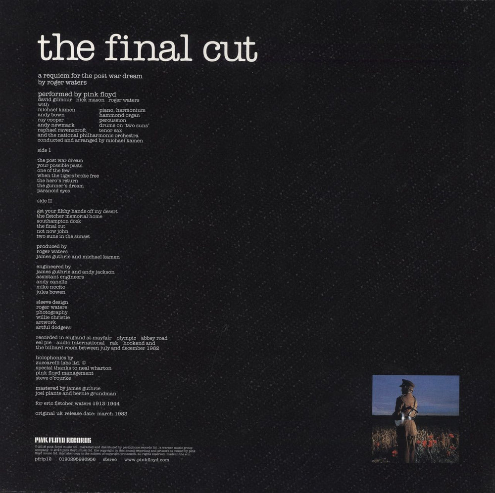 Pink Floyd The Final Cut: Remastered - 180 Gram UK vinyl LP album (LP record) 0190295996956