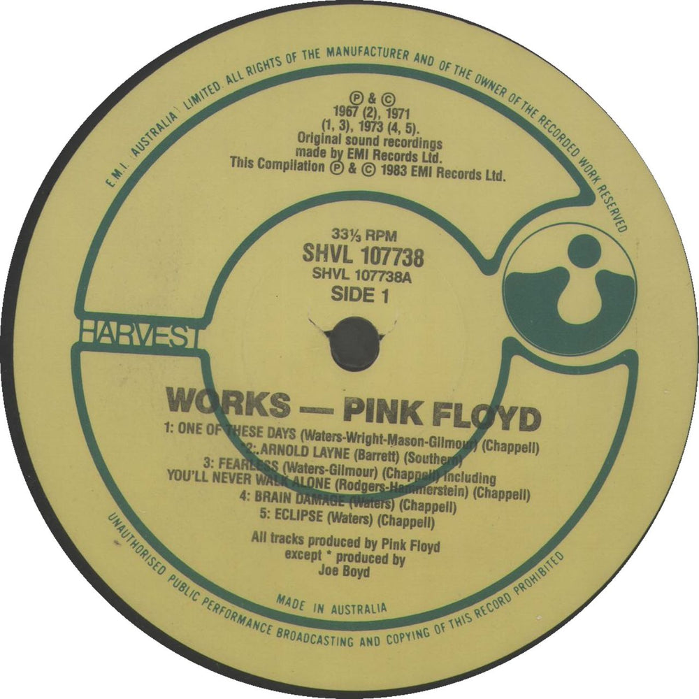 Pink Floyd Works Australian vinyl LP album (LP record) PINLPWO678125